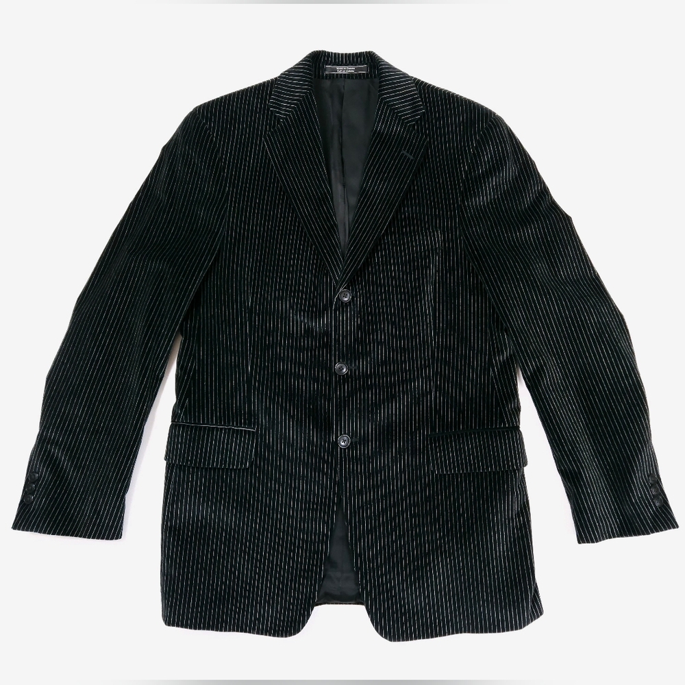 Arnold Brant Black And White Pinstriped Cotton Velvet Blazer Men's 40 Reg